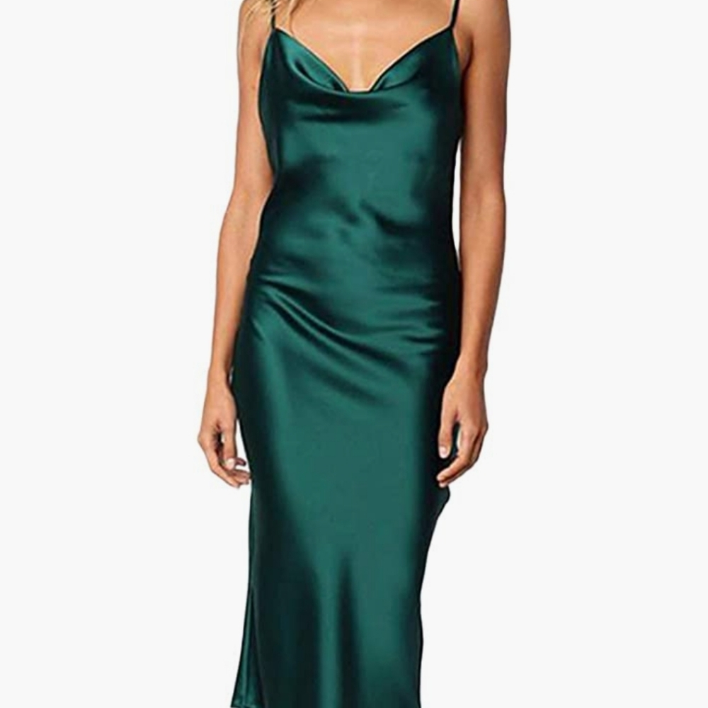 Satin spaghetti strap cocktail/evening dress